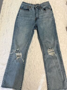 Levi’s Light Wash Distressed Straight-Leg Jeans